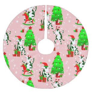 pink christmas tree santa cow brushed polyester tree skirt