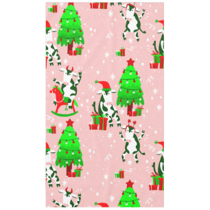 pink christmas tree santa cow tablecloth