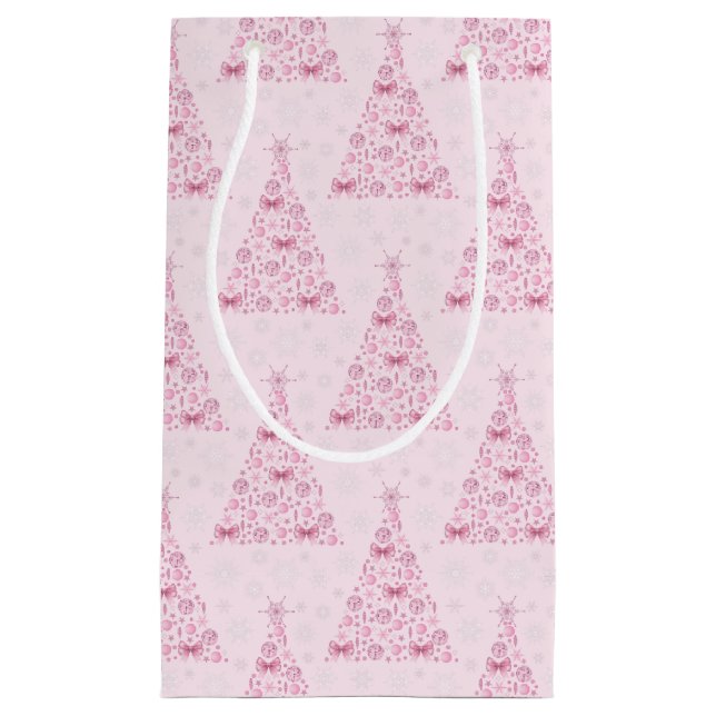 Pink Christmas Tree Small Gift Bag (Front)