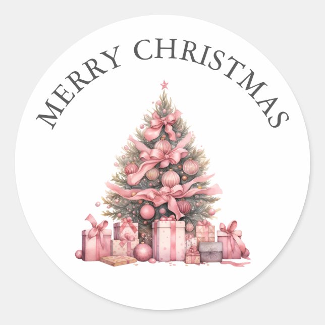 Pink Christmas Tree Sticker (Front)