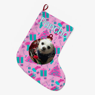 Pink Christmas tree stocking candy cane presents