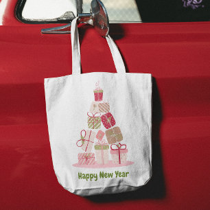 Pink Christmas Tree Tote Bag