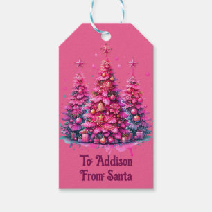Pink Christmas Tree Trendy Preppy Aesthetic Gift Tags