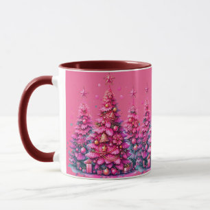 Pink Christmas Tree Trendy Preppy Aesthetic Mug