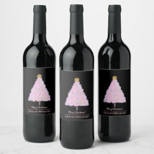 Pink christmas tree wine label