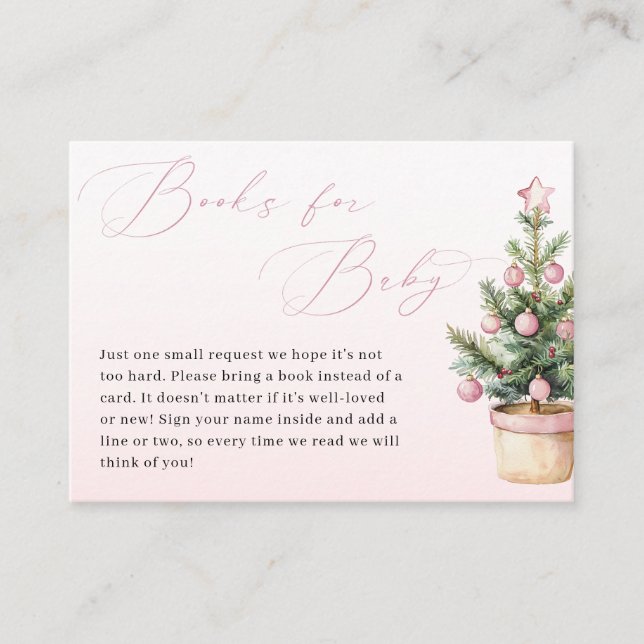 Pink Christmas Tree Winter Girl Books for Baby Enclosure Card (Front)