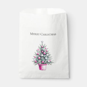 Pink Christmas Tree with Ornaments Favour Bags