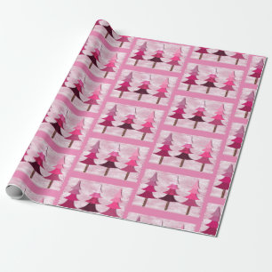 Pink Christmas Tree Wrapping Paper