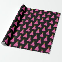 Pink Christmas tree Wrapping Paper