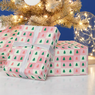 Pink Christmas Tree Wrapping Paper