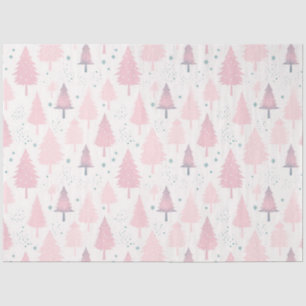 Pink Christmas Trees and Stars Christmas Tissue Paper