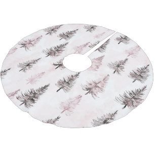 Pink Christmas Trees Brushed Polyester Tree Skirt