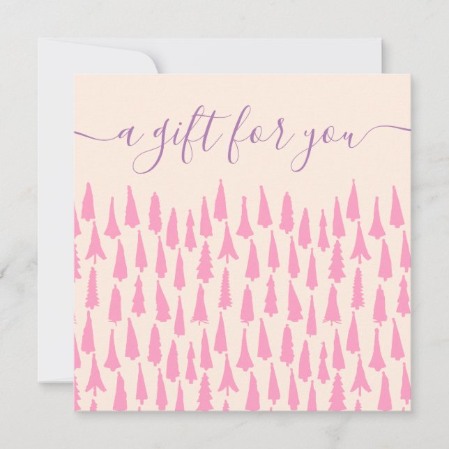Pink Christmas Trees Holiday Gift Certificate (Front)