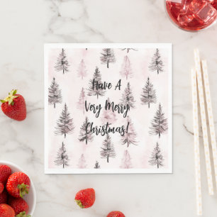 Pink Christmas Trees Napkin