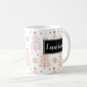 Pink Christmas Trees Personliazed Mug