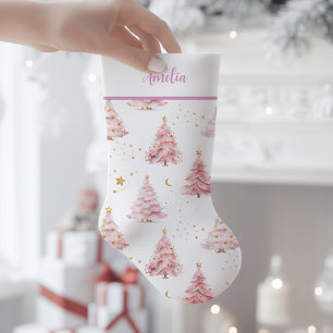 Pink Christmas Trees Small Christmas Stocking