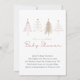 Pink Christmas Trees Winter Pines Baby Shower  Invitation