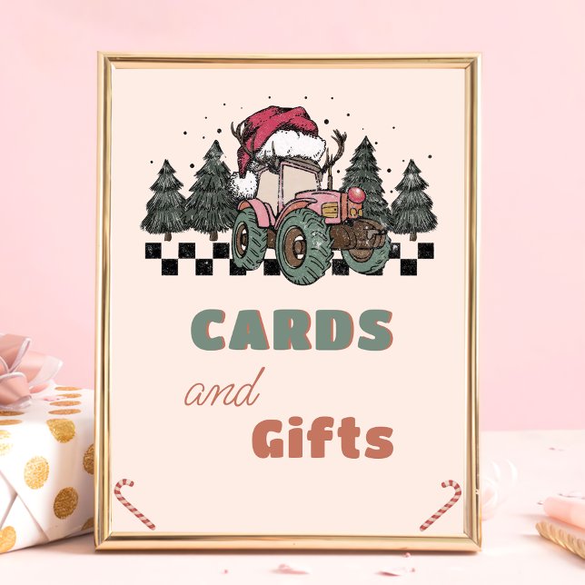 Pink Christmas Truck Birthday Cards and Gifts Sign (Creator Uploaded)