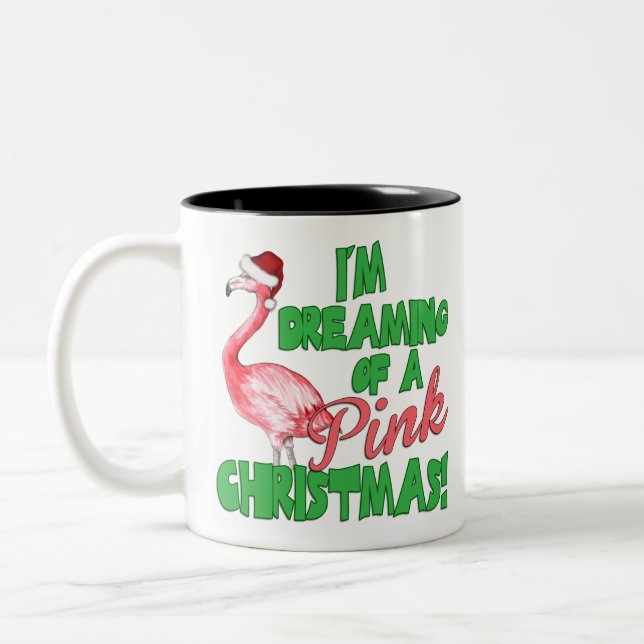 Pink Christmas Two-Tone Coffee Mug (Left)