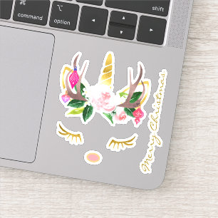 Pink Christmas Unicorn Lashes Antlers and Nose