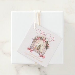 Pink Christmas Window Baby Shower Watercolor  Favour Tags