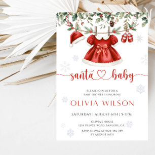 Pink Christmas Winter Baby Shower Party Invitation