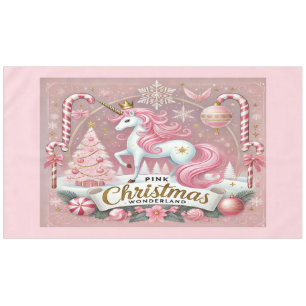 Pink Christmas Wonderland Unicorn Tablecloth