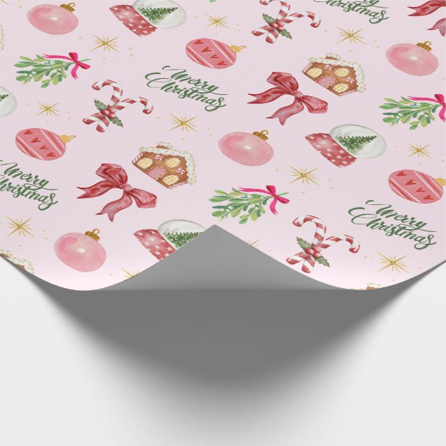 Pink Christmas Wrapping Paper (Corner)