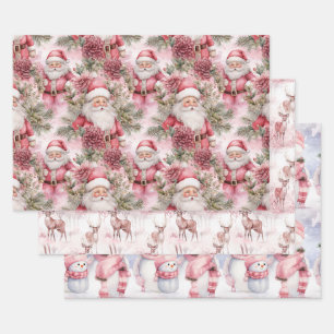 Pink Christmas Wrapping Paper Sheet