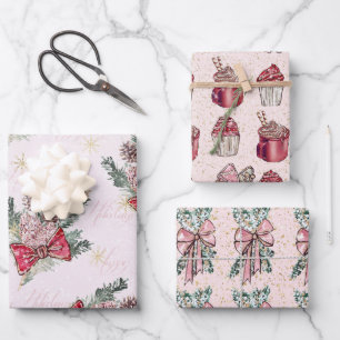 Pink Christmas Wrapping Paper Sheet