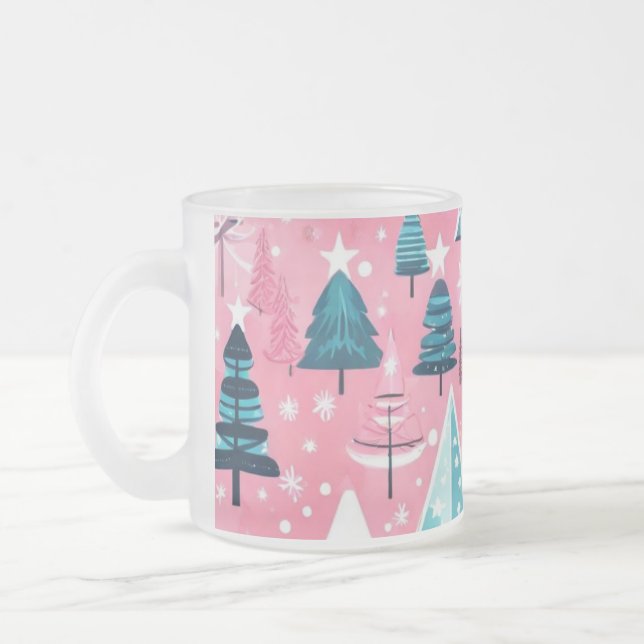 Pink Christmases Frosted Glass Coffee Mug (Left)