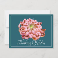 Pink Chrysanthemum Cyan Background Thinking Of You