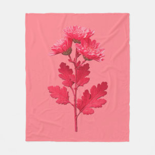 Pink Chrysanthemum Fleece Blanket