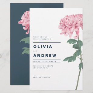 Pink Chrysanthemum Floral Wedding Invitation