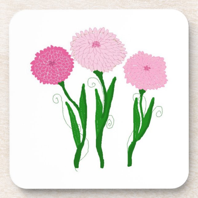 Pink Chrysanthemum Flowers Coaster (Front)