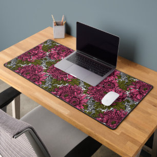 Pink chrysanthemum flowers desk mat
