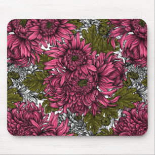 Pink chrysanthemum flowers mouse mat