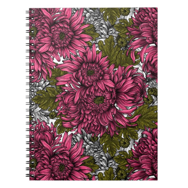 Pink chrysanthemum flowers notebook (Front)