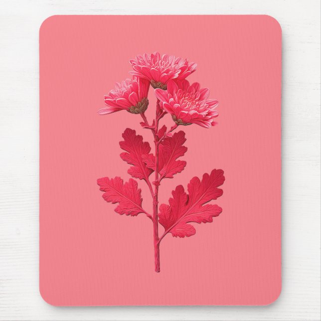 Pink Chrysanthemum  Mouse Mat (Front)