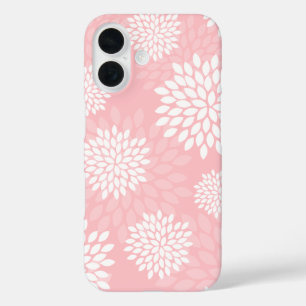 Pink Chrysanthemums Floral Pattern iPhone 16 Case