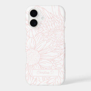 Pink Chrysanthemums Line Drawing with Name
