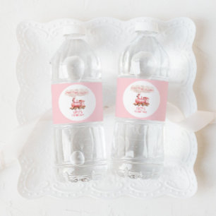 Pink Chugga Choo Choo Vintage Train Birthday Party Water Bottle Label