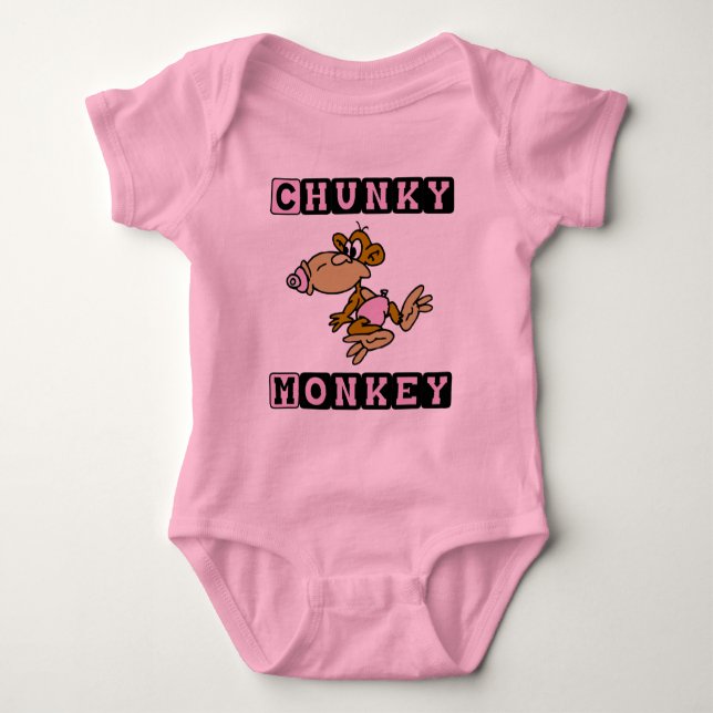 Pink Chunky Monkey Cute Baby One-Piece Bodysuit (Front)