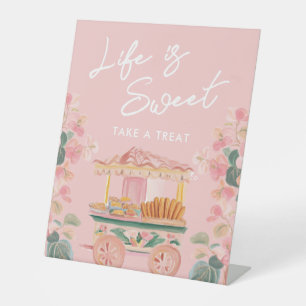 Pink Churro Cart "Life is Sweet" Pedestal Sign