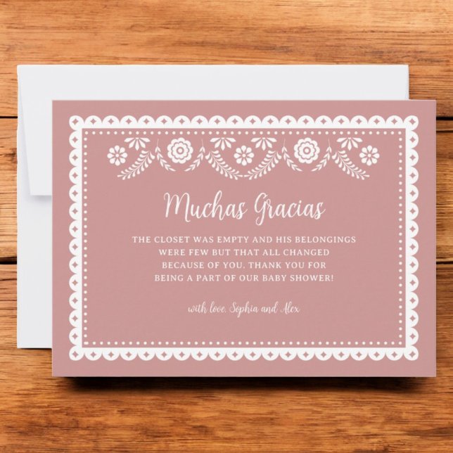 Pink Cielito Lindo Baby Shower Muchas Gracias Thank You Card (Creator Uploaded)