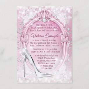 Pink Cinderella Glass Slipper Quinceanera Invitation
