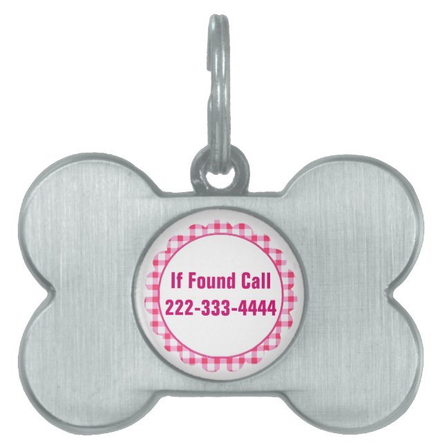 Pink Circle Custom Pet ID Tag (Front)