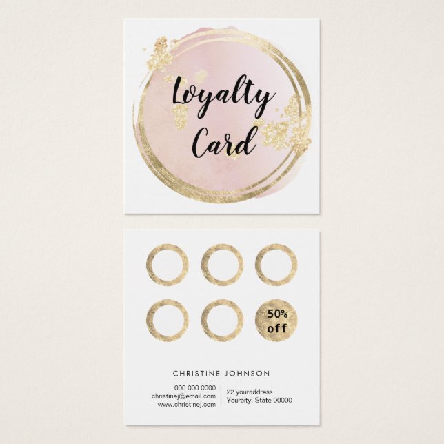 pink circle design loyalty card (Front & Back)