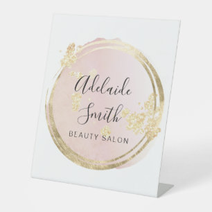 pink circle design  pedestal sign