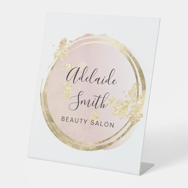 pink circle design  pedestal sign (Front)